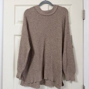 aerie Taupe Waffle-Knit Turtleneck Sweater
